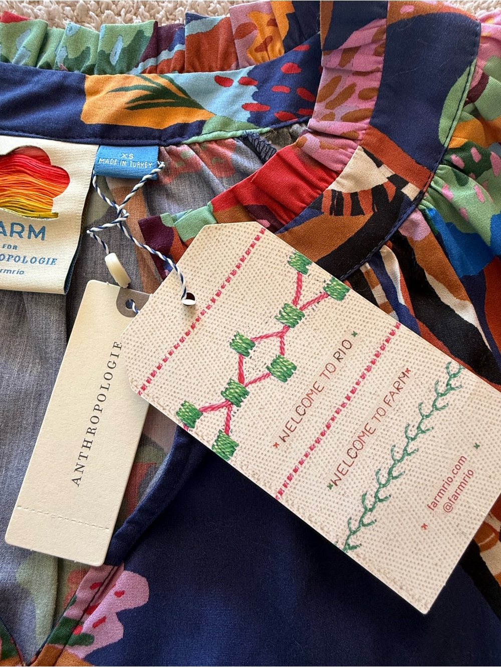 🌸 NWT Farm Rio x Anthropologie Vibrant Floral Blouse 🌸 - Picture 6 of 11